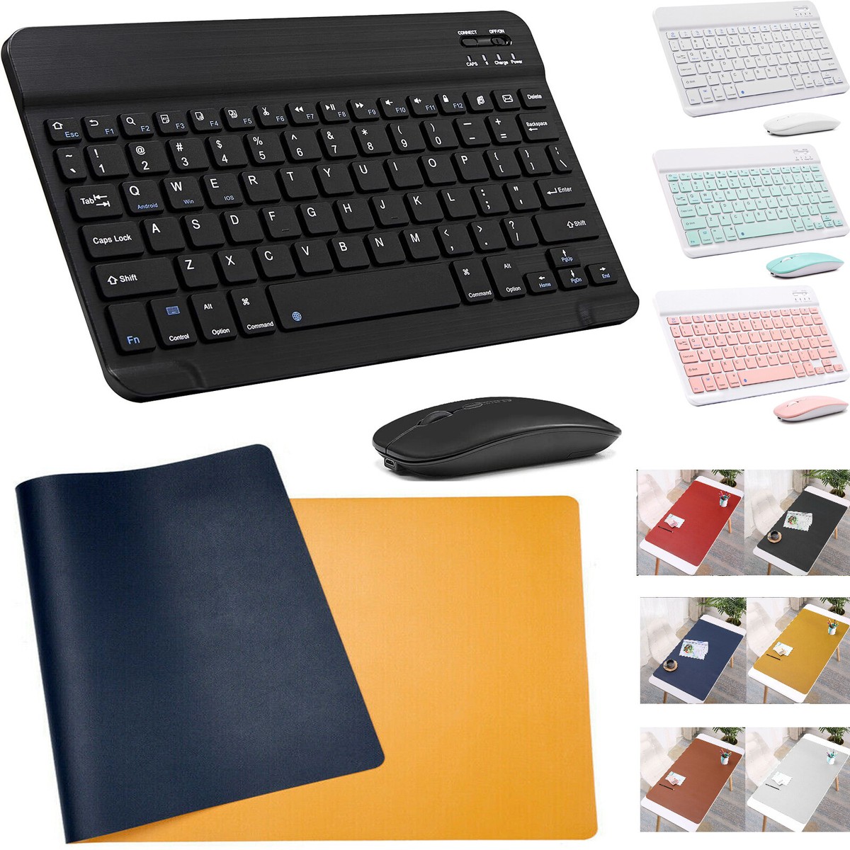 10&quot; Mini Slim Bluetooth Wireless Keyboard and Mouse Set Mat For 