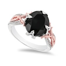 3.85Ct Black Oval Cut Onyx Engagement Wedding Ring Solid 925 Sterling Silver
