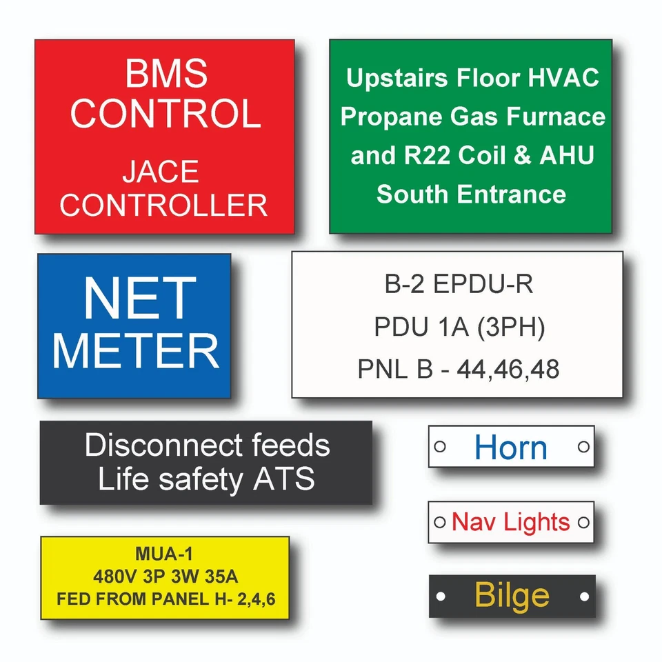 Etiquetas grabadas para paneles eléctricos, etiquetas fenólicas, etiquetas de caja de interruptores, etiqueta de medidor Foto 2 de 4