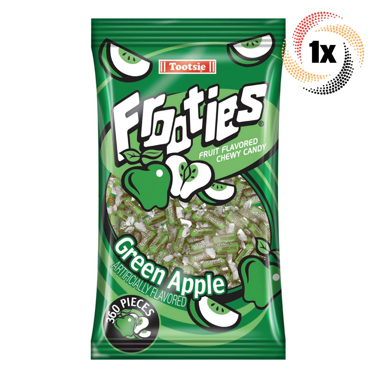 1x Пакетик жевательных конфет Tootsie Frooties со вкусом зеленого яблока 360 штук 4290₽