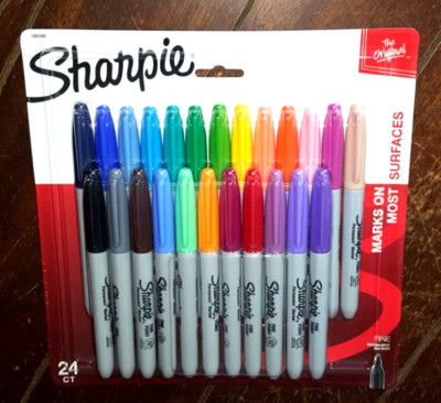 Sharpie 24ct Fine Permanent Markers Set -Marks on Most Surfaces