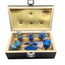 6-Piece Woodworking Router Bit Set With Wooden Storage Case For Professional Use