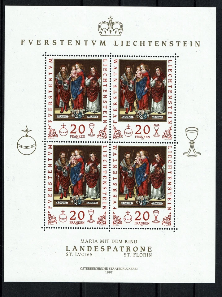 LiECHTENSTEIN ART Miniature Sheets of 4 Scott 674, 1099 MINT XF NH Cat. $216 - Image 2 of 2