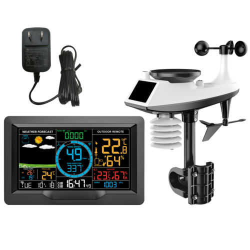 Sistema de monitoreo del clima interior y exterior para estación meteorológica medidor de velocidad del viento lluvia V8E9 - Imagen 1 de 12