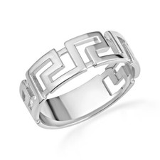 .925 Sterling Silver Classic Greek Key Band Ring