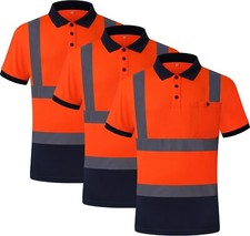 Hi Vis Polo Shirt for Men Construction Class 3 High Visibility Shirts, 3xl