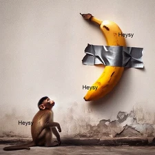 Digital Image Stuck Banana Picture Photo Wallpaper Background Desktop AI Art