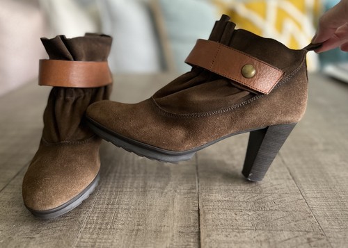 Hispanitas Womens Brown Suede Leather Ankle Booties Boots Fall Winter Spring 7.5 - Picture 2 of 15