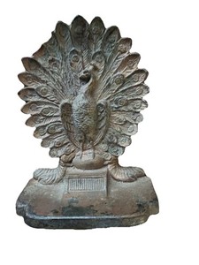Antique Victorian Cast Iron Peacock Figure Bookend by Bradley & Hubbard.