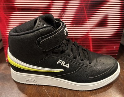 Fila Kids A-High Hi-Top Athletic Sneakers Black White Yellow Size 6 M US