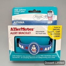 AllerMates Asthma Alert Bracelet Kids Adjustable Latex Free Medical Safety