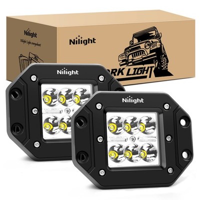 18W LED Work Lights 2PCS Flush Mount Spot Beam Waterproof Off Road Lights