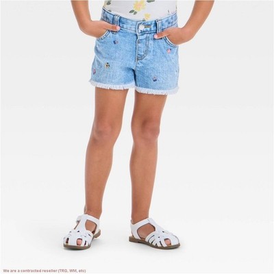 Toddler Girls' Floral Embroidered Shorts Cat & Jack Light Wash 5T *SEE DEAL!!!*