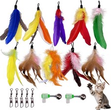10 Pieces Cat Feather Toy Refills,Cat Wand Replacement Feathers Toys