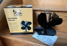 4 Blade Heat Powered Stove Fan Wood Fireplace Log Burner Inc Heat 80% Voda Box