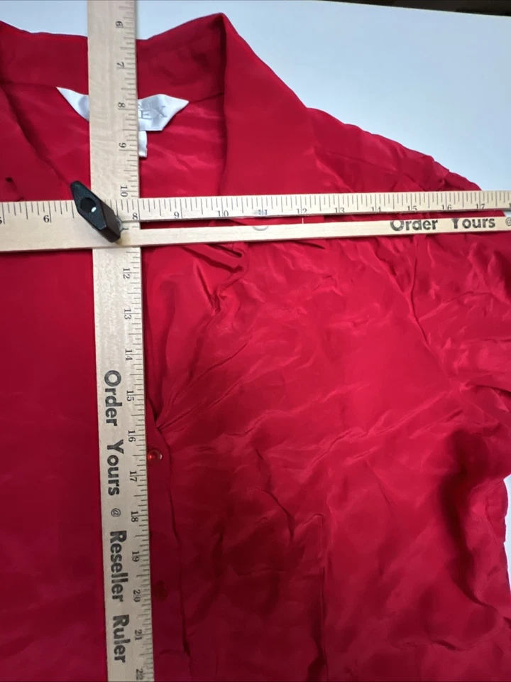 Blusa Anexo Esquinero Informal Mujer XL 100% Seda Rojo Manga Larga Botón Cuello en V Foto 3 de 4