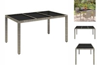 Gartentisch Mit Glasplatte Grau 150X90X75 Cm Polyrattan Esstisch