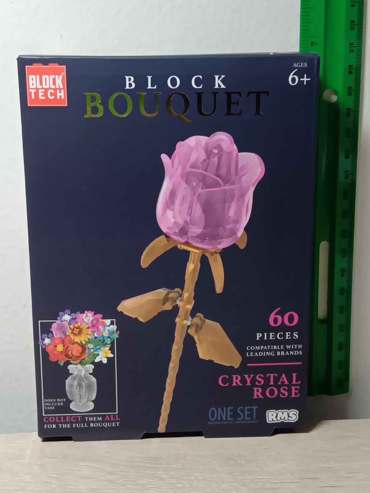 *FREE SHIP* PINK CRYSTAL ROSE Bouquet Botanical Block Tech Brick Set