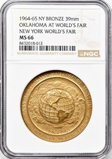 1964-65 NY World's Fair Medal - Oklahoma at Expo - MS66 NGC - Token Bronze