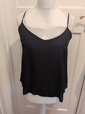 Primark 12 Black Sheer Cami Top V Neck