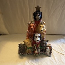 Hand Painted Resin Dog Figurine Christmas Decor Multicolor Traditional Holiday