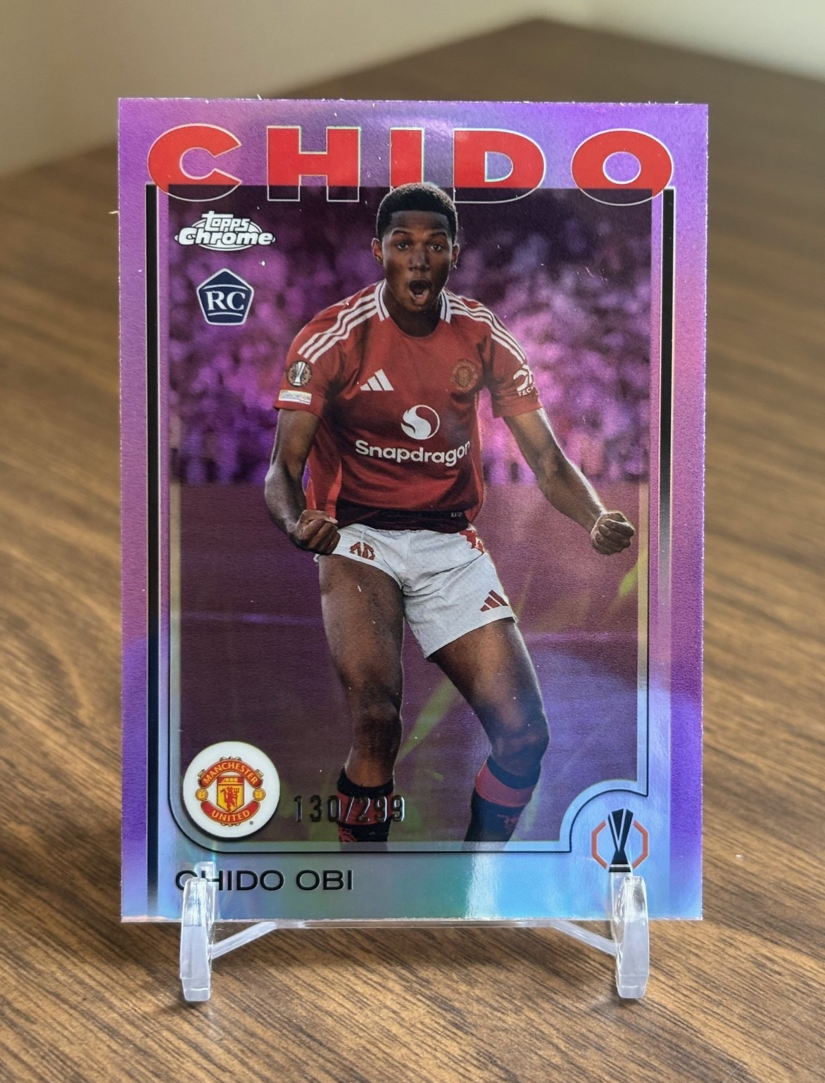 Chido Obi 2024-25 Topps Chrome UEFA UCC #14 Violet Refractor /299 Rookie RC