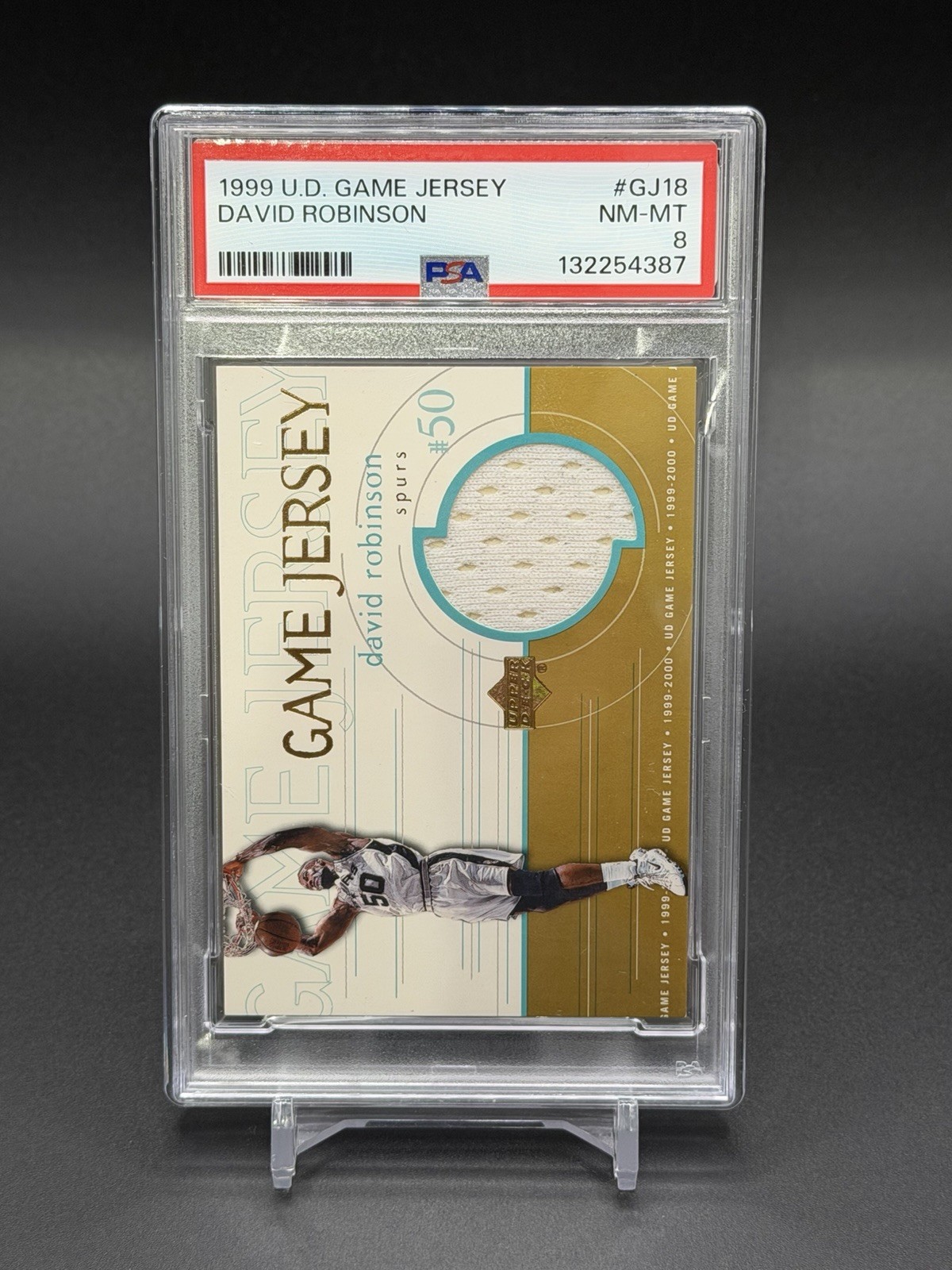 David Robinson 1999-00 Upper Deck Game Used Jersey Card #GJ18 PSA 8 Spurs