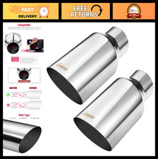 2-pack 2.5 Inlet 4 Outlet 9 Long Stainless Steel Chrome Exhaust Tips - Slant