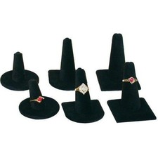 6 Black Velvet Ring Finger Jewelry Showcase Countertop Displays