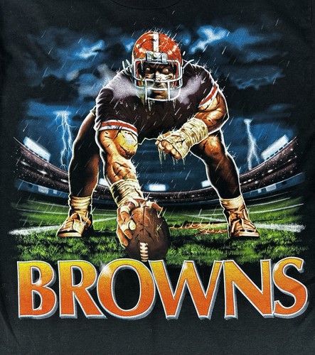 Vintage Liquid Blue Cleveland Browns T-Shirt Mens Large Black Dawg Pound NFL - Picture 2 of 7