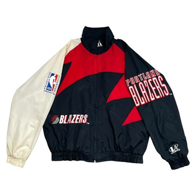 #ad VTG 90s NBA PORTLAND TRAIL BLAZERS LOGO ATHLETIC SHARKTOOTH WINDBREAKER JACKET L $270.00