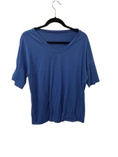 women's basic blue v-neck tshirt size large