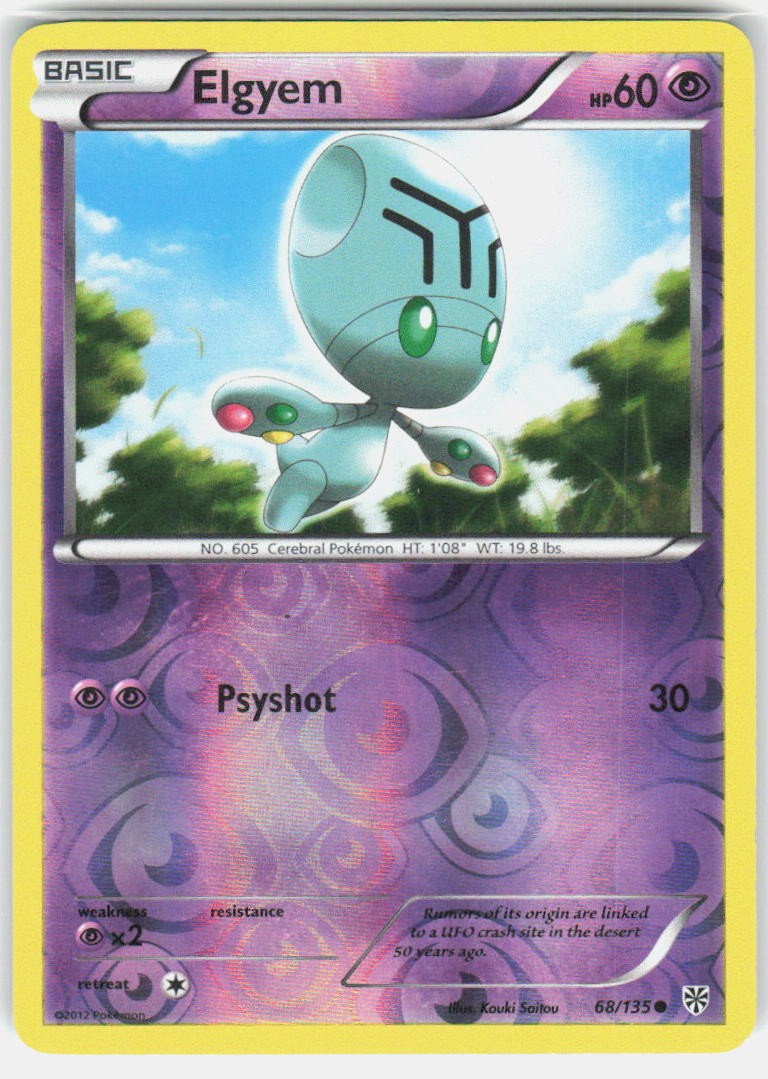 Elgyem 68/135 Common Plasma Storm Pokemon Reverse Holo Near Mint