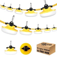 LED Construction String Light 100FT, 130W 16000Lm Industrial LED String Work ...