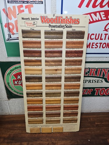 Vintage Moore's paints wood finishes Penetrating Stain Hardware Store Sign 24x12