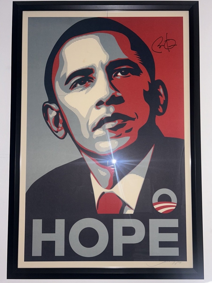 Barack Obama Signed 24x36 Original HOPE Poster Shepard Fairey PSA