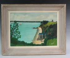 Bisquines Cancale J. Delepine Mer Marine Bateau Painting Naïve Painting BRITTANY