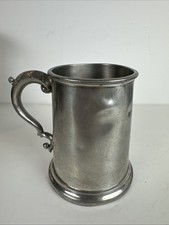 Vintage Plain Standard One Pint Pewter Tankard With Coin Attached