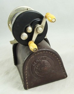 Old Vintage J.A. COXE Model No. 25 3 Casting Reel Leather Case Bronson Mich