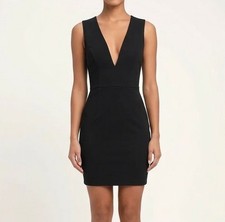 Lulus Black Mini Dress Size S Sleeveless Bodycon Plunged V Neck Sexy Stretch
