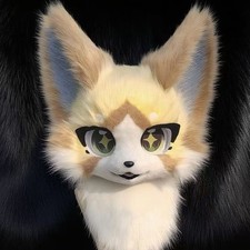 Fursuit Long haired Dog Fox Mascot Party Halloween Fur Cosplay head 