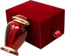 Cherish Red Mini Keepsake Urn for Human  Pet Ashes 3 Inch with Velvet Box