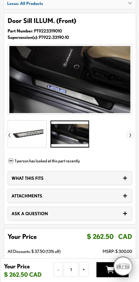 Lexus ES300h 2019-25 Genuine OEM Iluminados Umbrales de Puerta Delantera 2pcSet BWN+BLU LED Foto 4 de 4