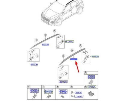 Hyundai Kona MK1 Dachgepäckträger links 87270J9000PGY Originalteil
