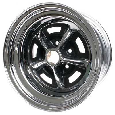 Chrome/ Black 15''X8'' Magnum 500 Single Wheel Mustang 65-73