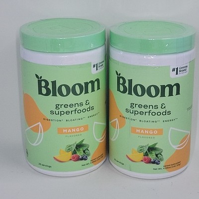Bloom 2 Pk Nutrition Greens & Superfoods Powder MANGO - 25 Serving Exp Jan 2027 
