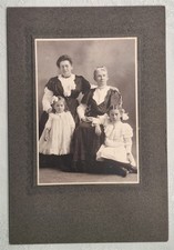 Antique Edwardian Cabinet-Style Photo 3 Generations Women  Girls c1905