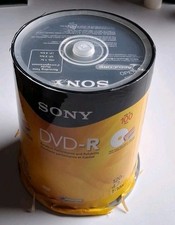 NEW Sony DVD-R 4.7GB 120min 1-16x Inkjet Printable Blank Discs 100-Pack Spindle