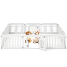 12 Panel Plastic Dog Playpen w/ Lockable Gate for Small  Medium Sized Dogs
