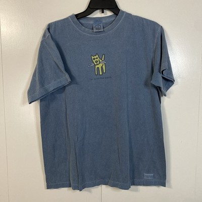Vtg Life Is Good Crusher Tee T Shirt Dog Band  Im With The Band  L